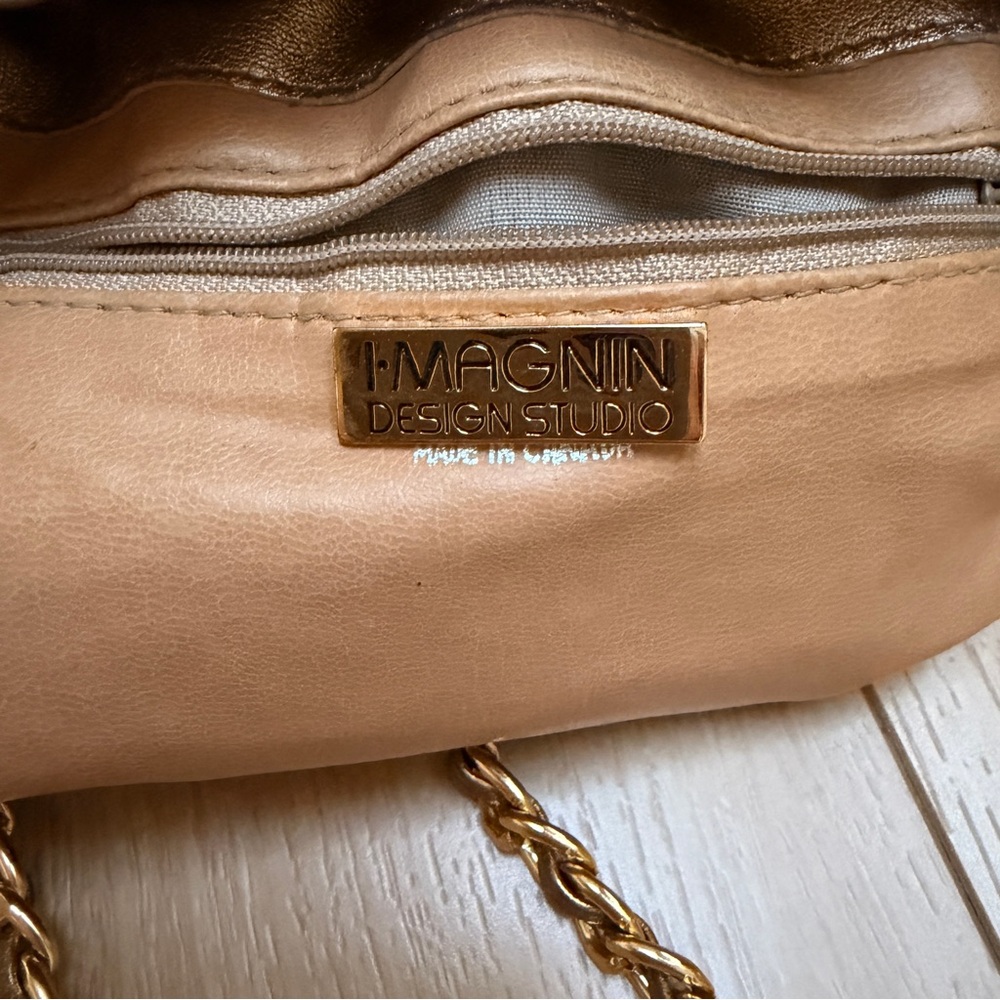 Vintage I Magnin Gold Quilted Drawstring cross body Chain Strap and tassels - Picture 5 of 15